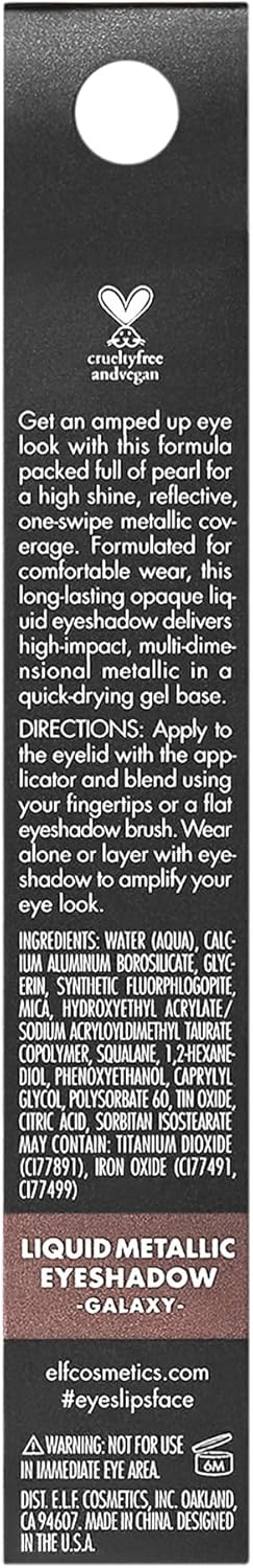 e.l.f. Liquid Metallic Eyeshadow, High-impact Eyeshadow With A Metallic Finish, Long-Lasting Gel-Based Formula, Quick Drying, Galaxy : Amazon.co.uk: Beauty