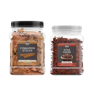 Birch & Meadow Whole Star Anise & Cinnamon Sticks, Various Sizes, Flavorful Spices, Warm Aromas