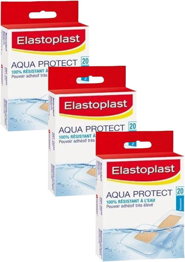 Elastoplast Aqua Protect Plasters - 20 Waterproof Plasters For Swimming/Bathing, Strong Adhesion, Flexible And Breathable, Transparent