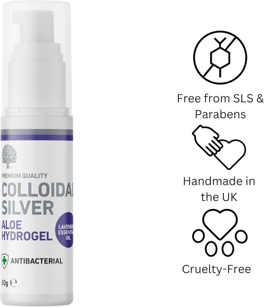 Nature'S Greatest Secret Antibacterial Soothing & Hydrating Aloe Vera Hydrogel With Lavender Essential Oil And 98% Premium Quality Colloidal Silver 50G