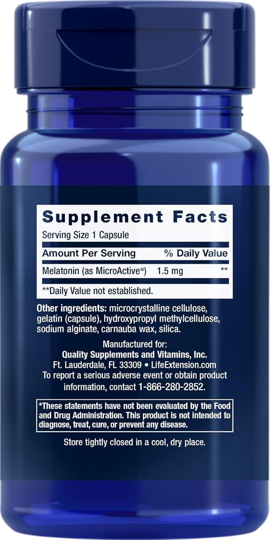 Life Extension Melatonin Ir/Xr, 1.5 Mg, Immediate- And Extended-Release Formula For Optimal Sleep Support, Healthy Circadian Rhythms, Cellular Defense, Gluten-Free, Non-Gmo, 60 Capsules