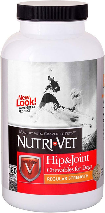 Nutri-Vet Hip & Joint Chewable Dog Supplements | Formulated with Glucosamine & Chondroitin for Dogs | 180 Count