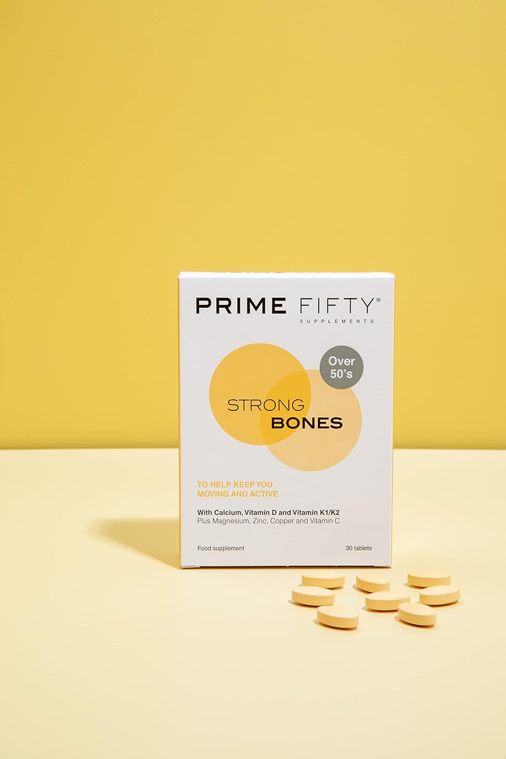 Prime Fifty Strong Bones Supplements – 28 Multivitamin Tablets with Calcium, Magnesium, Zinc, Copper & Vitamins – Developed for Over 50s to Help Keep You Active : Amazon.co.uk: Health & Personal Care