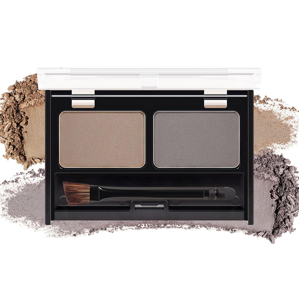 Eyebrow Powder Dark Light Brown Kit,Eye Brow Powder For Women With Brow Brush,Long-Lasting Waterproof Three Colors Brow Filler Get Full Defined Natural Brows,Eyebrow Powder Makeup