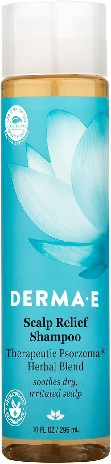 Derma E Scalp Relief Shampoo With Psorzema Herbal Blend – All Natural Scalp Treatment & Dandruff Shampoo – Soothes Itchy Scalp And Promotes Scalp Health, 10 Fl Oz