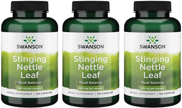 Swanson Stinging Nettle Leaf (Urtica Dioica) - Herbal Supplement Promoting Urinary Tract & Respiratory Health Support - May Support Healthy Fluid Balance - (120 Capsules) 3 Pack