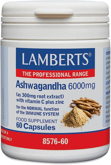 Lamberts Ashwagandha 6000Mg Capsules, High Strength Herbal Supplement, 60 Vegetarian Capsules