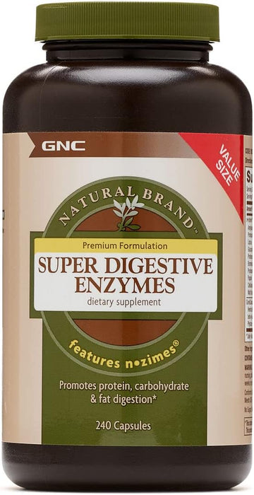 Gnc Natural Brand Super Digestive Enzymes, 240 Capsules, Supports Protein, Carbohydrate And Fat Digestion