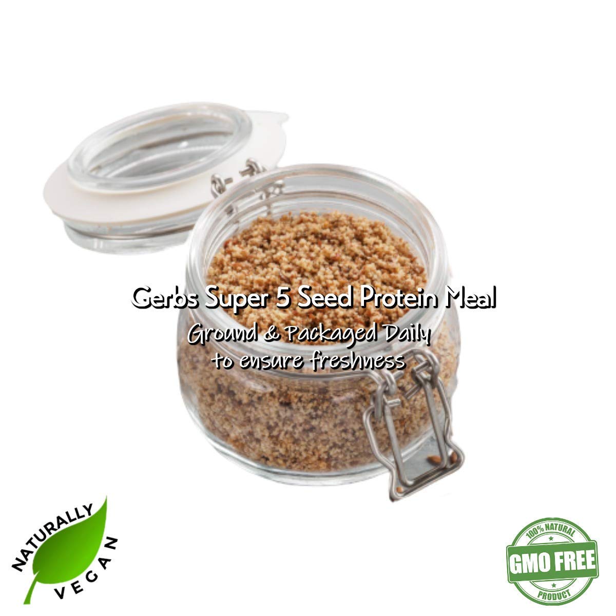 GERBS Ground Super 5 Seed Protein Meal 1 LB. | Freshly Harvested Season | Use in yogurt, smoothies, cereal, oatmeal, cookies, baking | Packed with Fiber, Protein | Heart Healthy Antioxidant Rich|Top 14 Food Allergen Free | Non-GMO, Keto & Paleo
