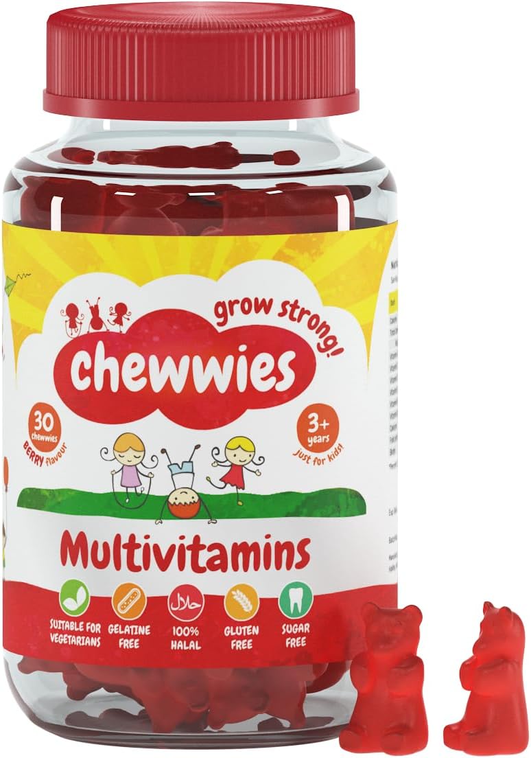 Chewwies Multivitamin Gummies | Sugar-Free Chewable Vitamin Gummies | Vegan & Vegetarian | Soft Raspberry Flavor | Halal & Gluten-Free | Essential Nutrients for Kids & Adults | Daily Health Support : Amazon.co.uk: Health & Personal Care