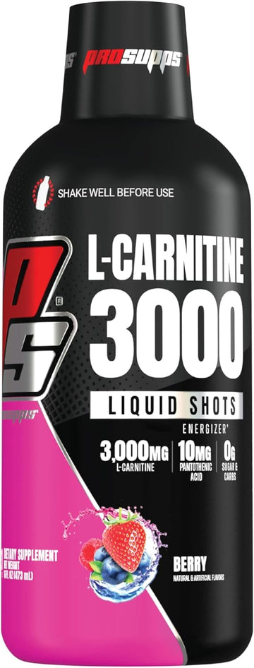 Prosupps L-Carnitine 3000 Stimulant Free Liquid Shots For Men And Women - Workout Drink For Performance And Muscle Recovery (31 Servings, Berry)