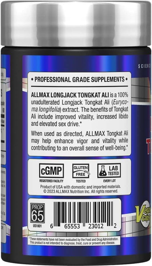 Allmax Essentials Longjack Tongkat Ali - 60 Capsules - Men’S Health Supplement - Improves Vitality - 60 Servings