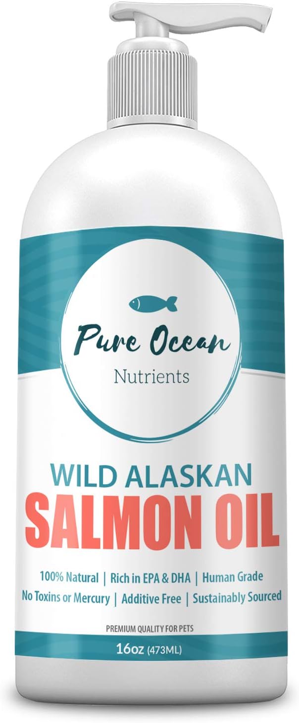 Wild Alaskan Salmon Fish Oil for Dogs & Cats 16 Ounce; Natural Liquid Supplement with Omega 3's to Support Joint, Heart, and Immune Health; Essential Fatty Acids Promote a Shiny Coat and Healthy Skin