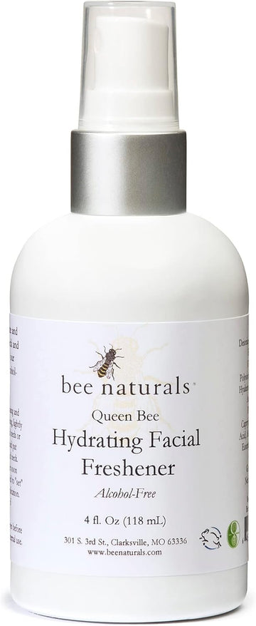 Queen Bee Hydrating Facial Freshener- 4oz- Hyaluronic Acid, Honey and Glycerin- Smooth, Soften, Soothe and Hyrate Skin- Alcohol Free- All Skin Types- Cruelty Free- Bee Naturals