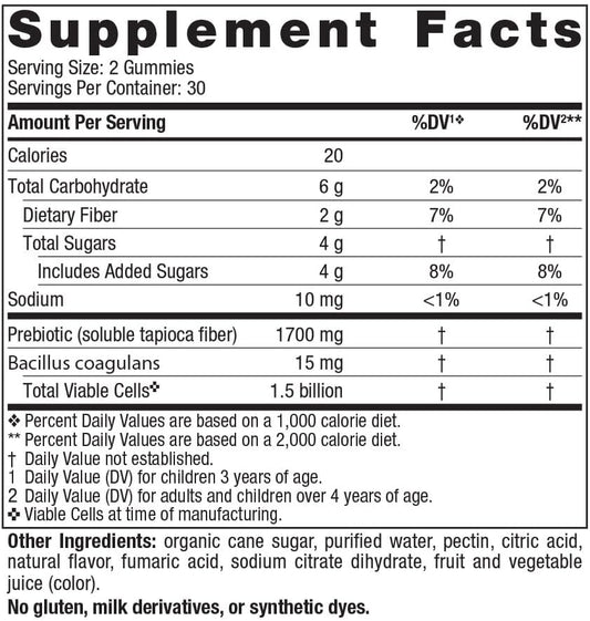 Nordic Naturals Kids Nordic Flora Probiotic Gummies, Merry Berry Punch - 60 Gummies - 1.5 Billion CFU & Prebiotic Fiber - Non-GMO, Vegan - 30 Servings