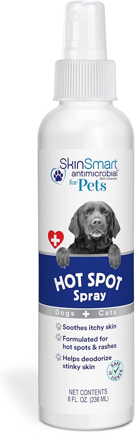 Skinsmart Antimicrobial Hot Spot & Allergy Relief Spray For Dogs & Cats | Pet Healing Aid, Itch Relief | 8 Oz Spray