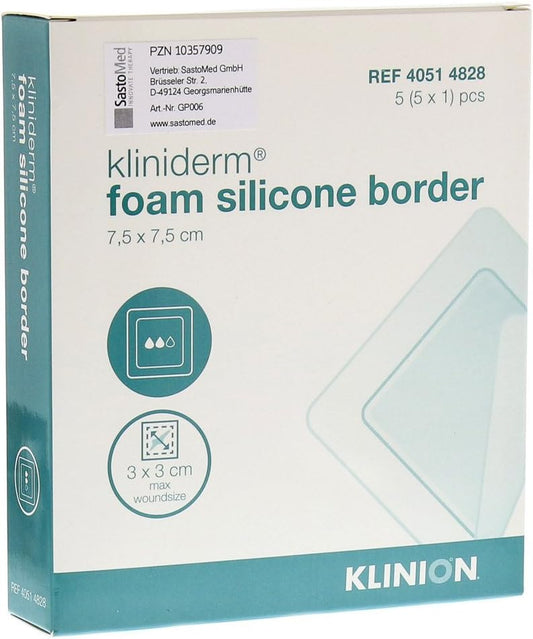 Kliniderm Foam Silicone Lite Border Square Dressing, 10 X 10 Cm
