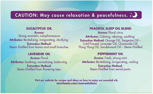Now Foods Essential Oils, Let There Be Peace & Quiet Aromatherapy Kit, 4X 10Ml Including Lavender Oil, Peppermint Oil, Eucalyptus Oil And Peaceful Sleep Oil Blend With Child Resistant Caps