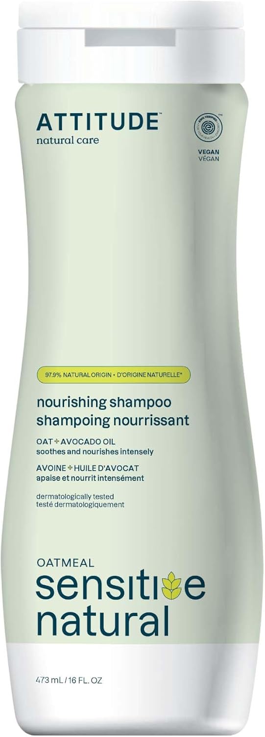 Attitude Nourishing Hair Shampoo For Sensitive Dry Scalp, Ewg Verified, Soothing Oat, Dry And Damaged Hair, Naturally Derived Ingredients, Vegan And Plant-Based, 473 Ml