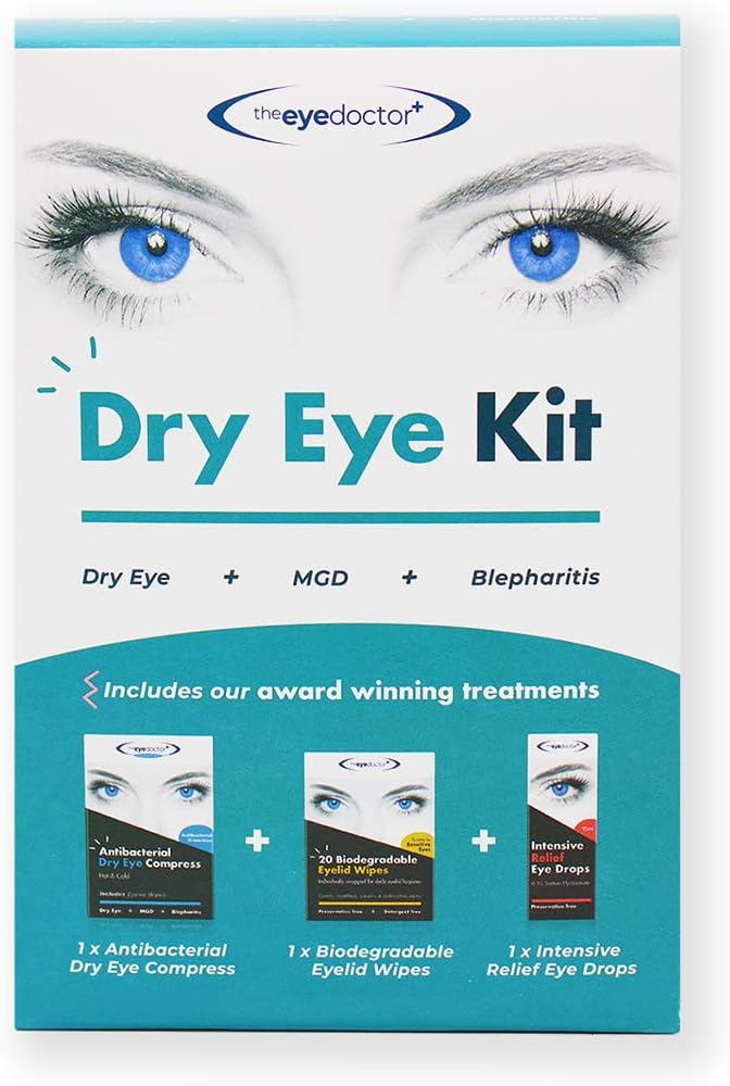 The Eye Doctor Dry Eye Kit - Essential Hot Cold Compress Mask, Biodegradable Eyelid Wipes & Intensive Relief Drops - Heat Treatment Cleansing Pack - Dry Sore Gritty Eyes - Blepharitis MGD : Amazon.co.uk: Beauty