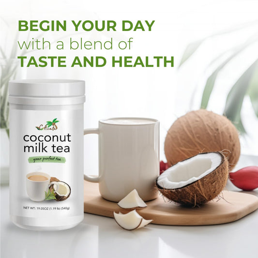 Cacafe Coconut Tea, Coconut Infused Green Tea, Creamy Drink Mix, Make Iced Or Hot, Packed With Antioxidants, Natural Energy And Stress Relief 19.05Oz