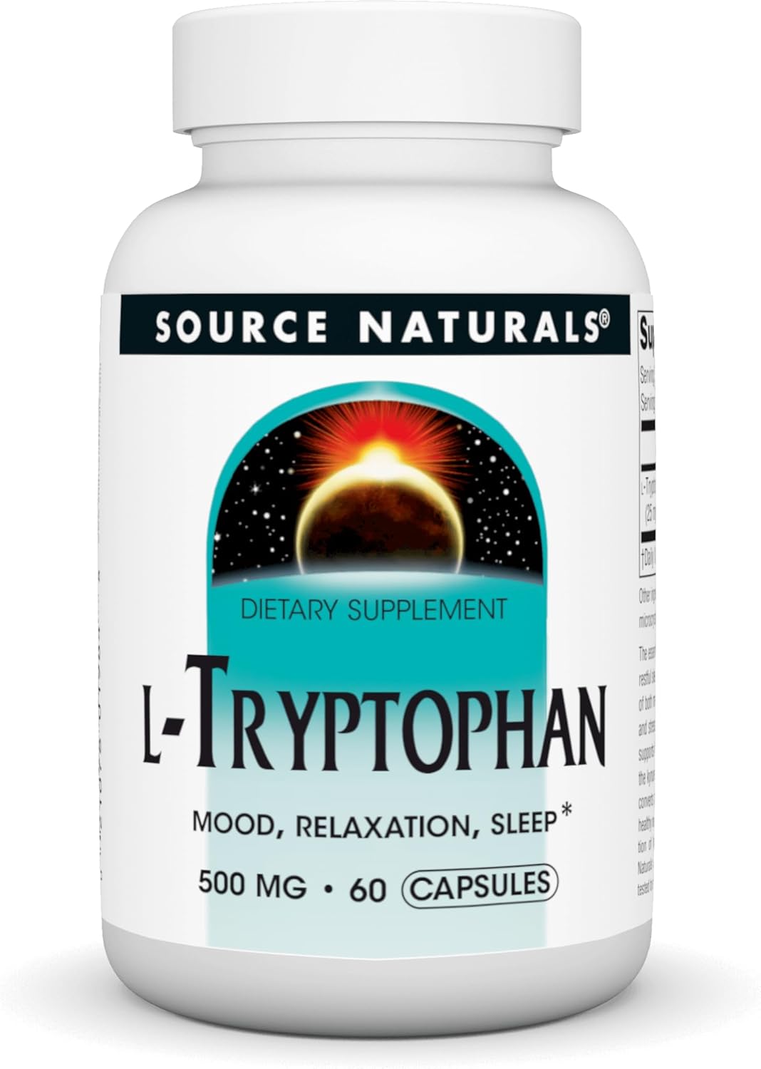 Source Naturals L-Tryptophan, For Mood, Relaxation, And Sleep*, 500Mg - 60 Capsules