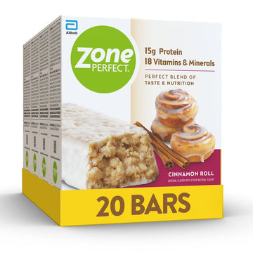 Zoneperfect Protein Bars | 15G Protein | 18 Vitamins & Minerals | Nutritious Snack Bar | Cinnamon Roll | 20 Bars