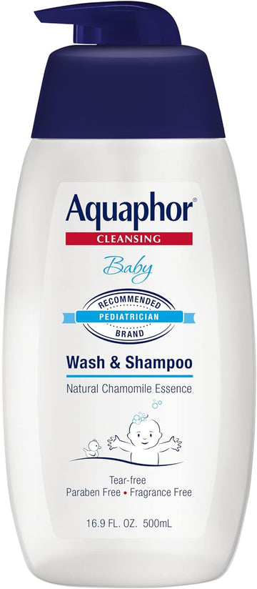 Aquaphor Baby Wash And Shampoo - Mild, Tear-Free 2-In-1 Solution For Baby’S Sensitive Skin - 16.9 Fl. Oz. Pump