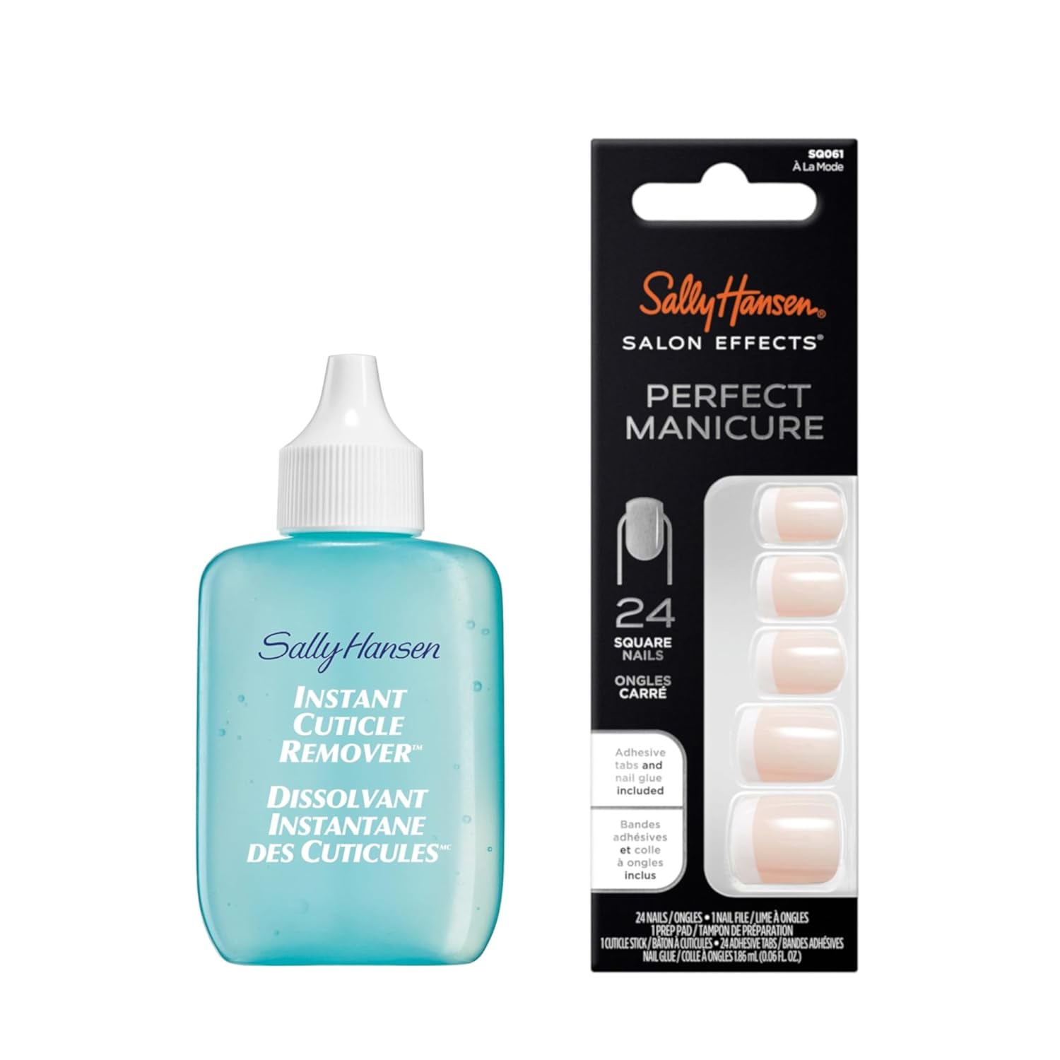 Sally Hansen Instant Cuticle Remover Salon Effects® Perfect Manicure, À La Mode, Press-On Nails Bundle