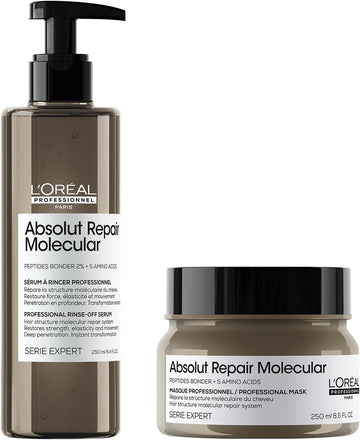 L'Oréal Professionnel Absolut Repair Molecular Rinse-Off Serum 250Ml & Rinse-Off Hair Mask Treatment 250Ml, For Very Damaged Hair