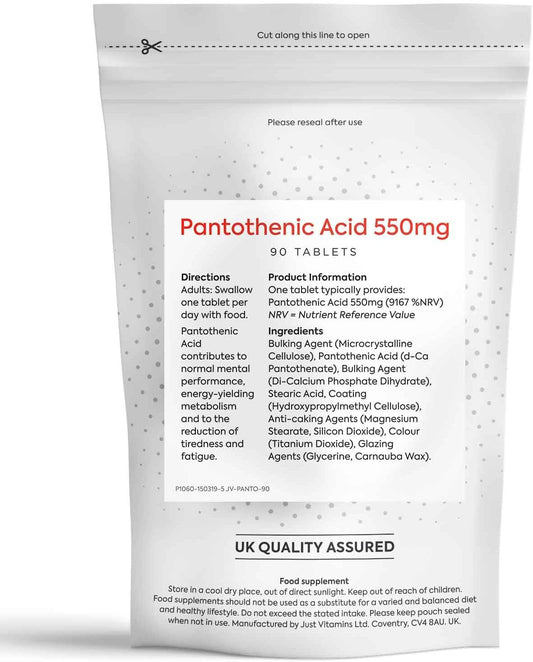 Just Vitamins Pantothenic Acid (Vitamin B5) 550mg 90 Tablets : Amazon.co.uk: Health & Personal Care