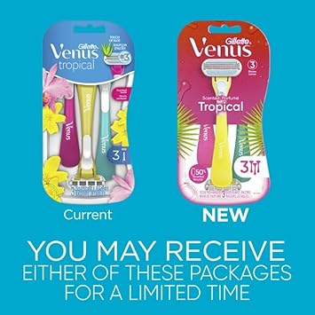 Gillette Venus Tropical Disposable Razors for Women, 3+1 Count, Designed for a Smooth Shave, Tropical Fragrance Scented Handles