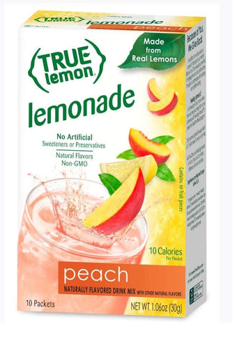 True Lemon Peach Lemonade Water Enhancer Drink Mix (10 Packets), Low Calorie Drink Mix Packets For Water, Powdered Drink Mixes & Flavorings, Individual Drink Packets, Water Flavor Packets With Stevia