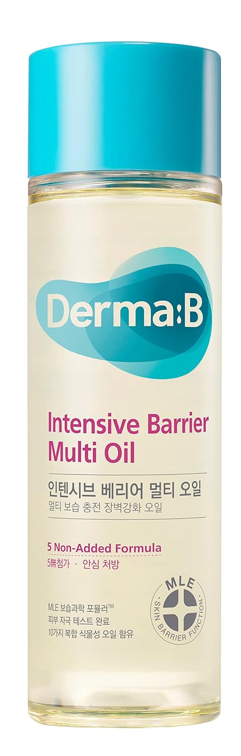 DERMA B Intensive Barrier Multi Oil 135ml, 4.56 Fl Oz, Moisturizing Non-Sticky Multi-Use Oil for Body, Hair & Nails, 10 Botanical Oils for Hydrated Radiant Skin, Moisturizer for Sensitive Skincare