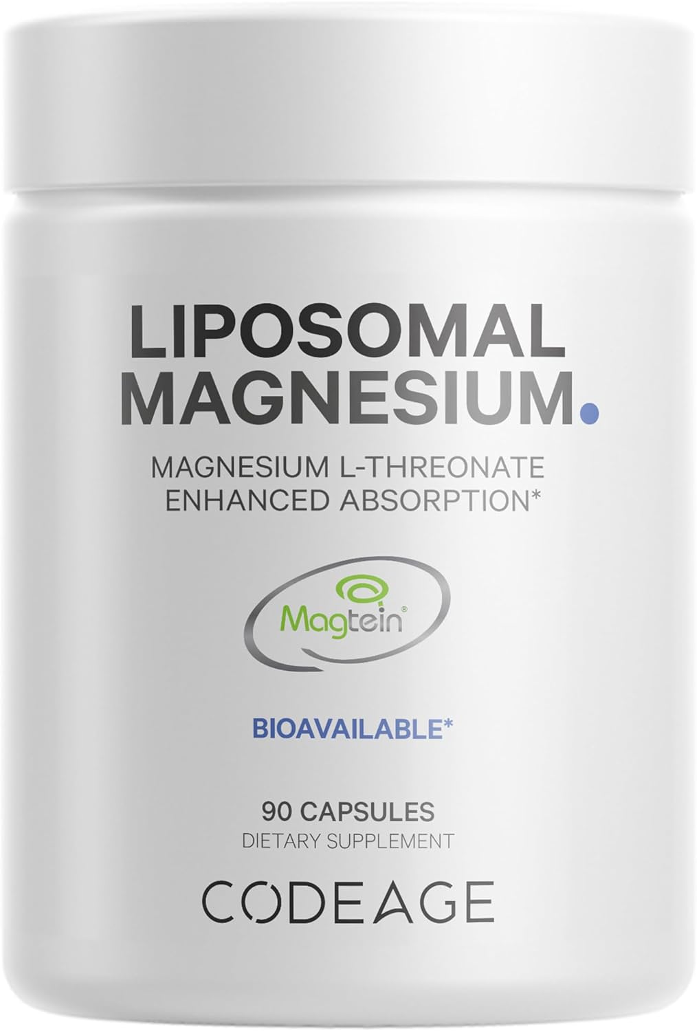 Codeage Liposomal Magnesium L-Threonate Supplement, Patented Magtein Magnesium Threonate For Brain Health, Memory And Cognitive Function Support, Bioavailable L Threonate, Non-Gmo - 90 Capsules