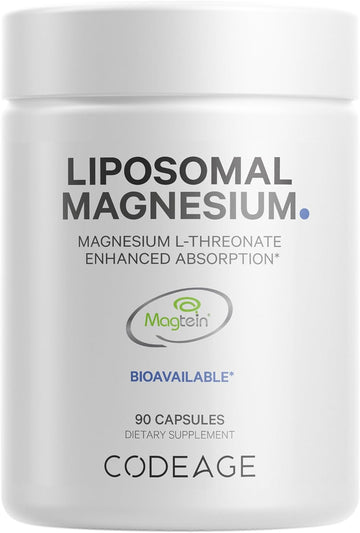 Codeage Liposomal Magnesium L-Threonate Supplement, Patented Magtein Magnesium Threonate For Brain Health, Memory And Cognitive Function Support, Bioavailable L Threonate, Non-Gmo - 90 Capsules