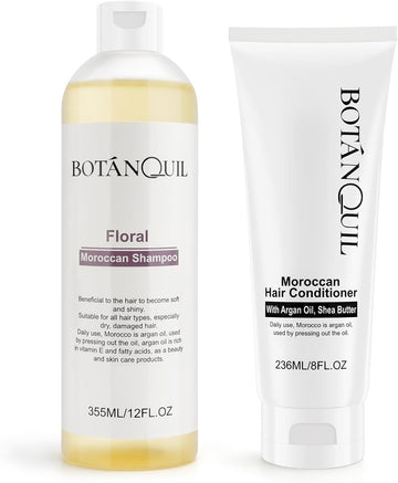 Botanquil Shampoo And Conditioner Set, Sulphate Free Shampoos For Hair Care, Repairs Damage, Anti-Frizz & Hydration, Set Of 355Ml Hair Shampoo And 236Ml Conditioner For Women And Men