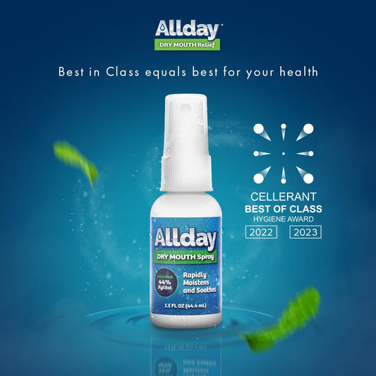 Allday Dry Mouth Spray - Maximum Strength Xylitol, Fast Acting, Non-Acidic (Pack Of 2)