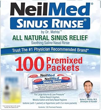 Neilmed Sinus Rinse All Natural Relief Premixed Refill Packets 100 Each