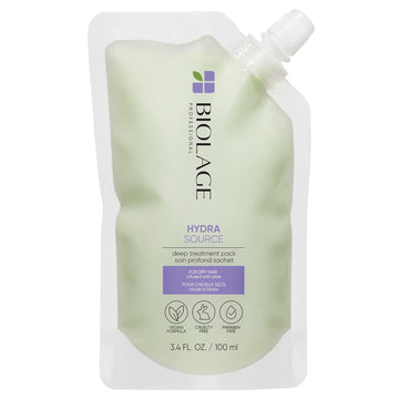Biolage Hydra Source Deep Treatment Pack | Moisturizing & Strengthening Hair Mask | With Aloe | For Dry, Damaged Hair | Paraben Free | Vegan | Cruelty Free | Leave In Hair Treatment