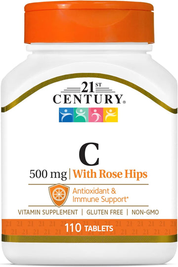 21st Century C 500 mg with Rose Hips Tablets, 110 Count (Pack of 3)