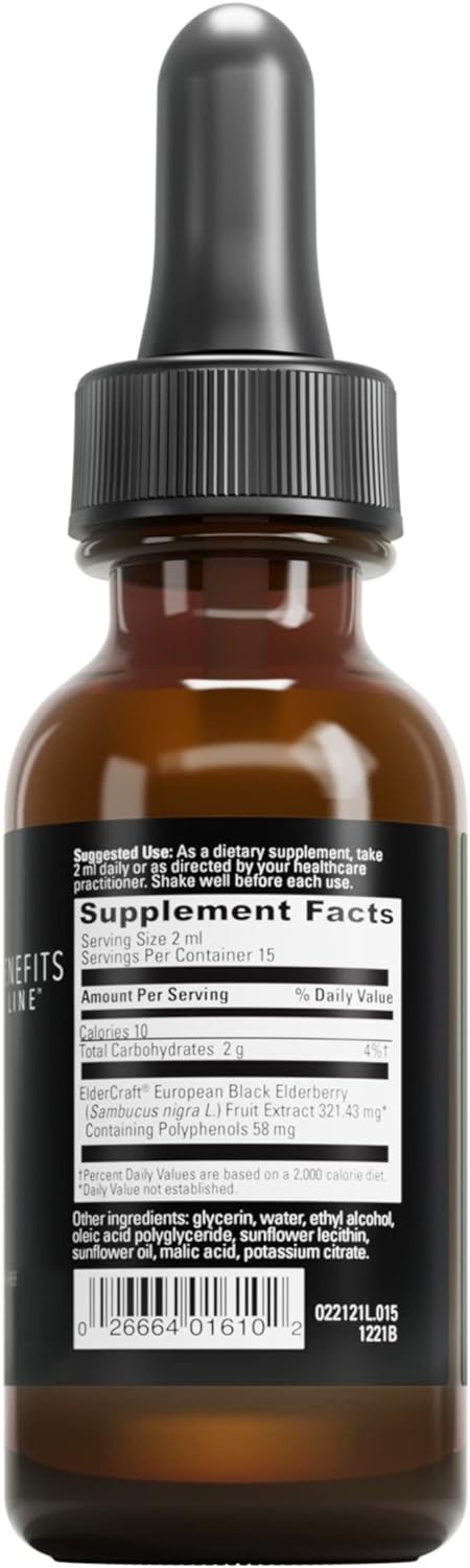 DAVINCI Labs Liposomal Elderberry - Immune Support Supplement for Healthy Lungs, Throat and Sinus* - with ElderCraft European Black Elderberry Extract - Gluten-Free - Vegetarian - 30 ml, 15 Servings