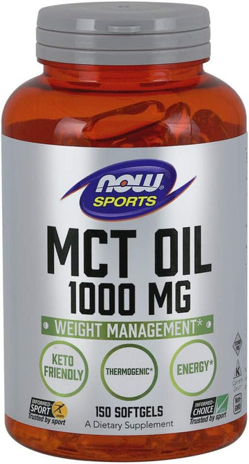 Now Foods Sports Nutrition, Mct (Medium-Chain Triglycerides) Oil 1,000 Mg, Weight Management, 150 Softgels