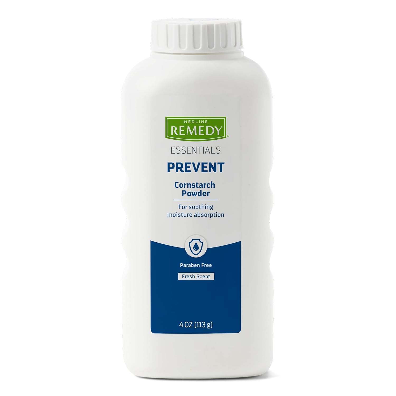 Medline Remedy Essentials Cornstarch Powder (4 Oz Bottle), 36 Count, Fresh Scent, Talc Free, Travel Size, Skin Care, Absorbs Sweat, Soothes, Reduces Friction & Chafing, For Adults, Feet, Groin