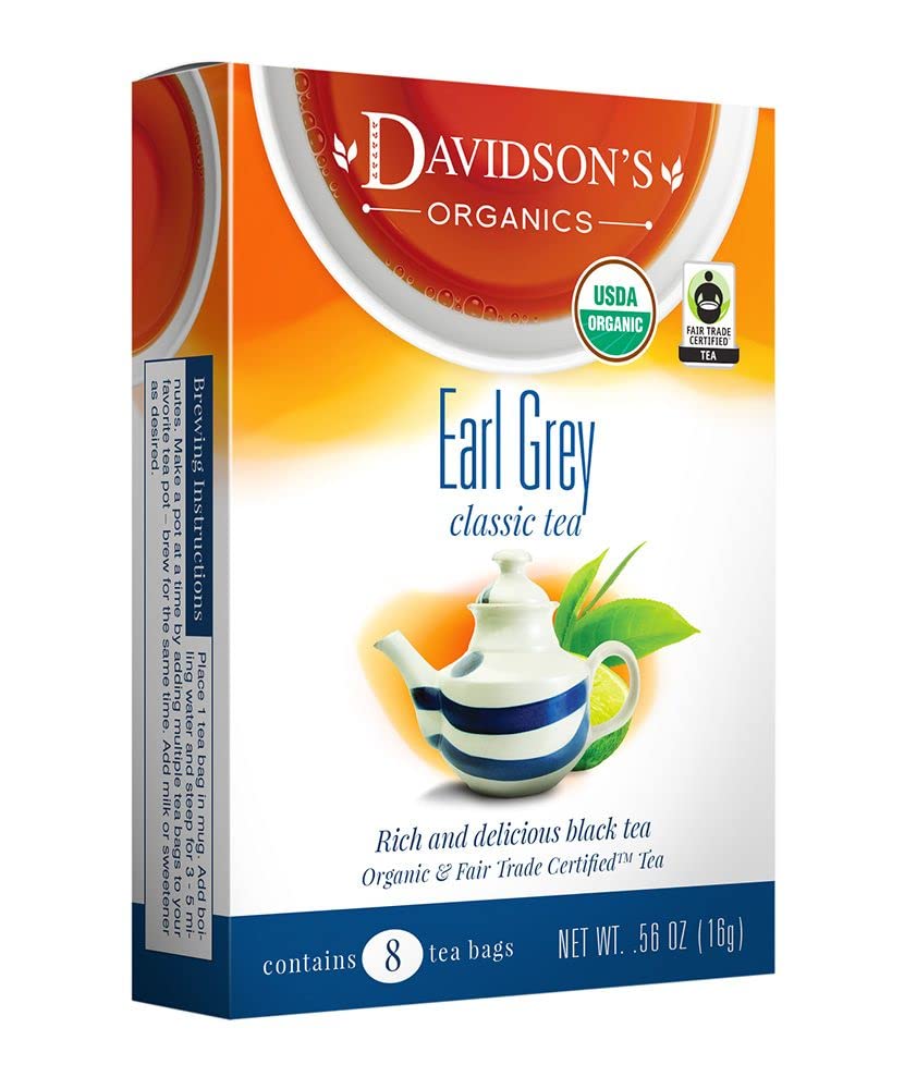 Davidson'S Organics, Earl Grey, 8-Count Tea Bags, Pack Of 12