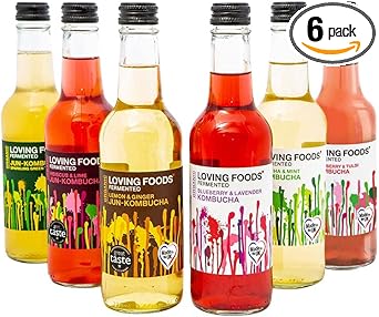 Loving Foods Award Winning *Organic & Made In The Uk* Kombucha & Jun-Kombucha Mixed Case (330Ml) Raw, Unpasteurised & Bursting With Beneficial Live Bacteria (6 X Bottles)