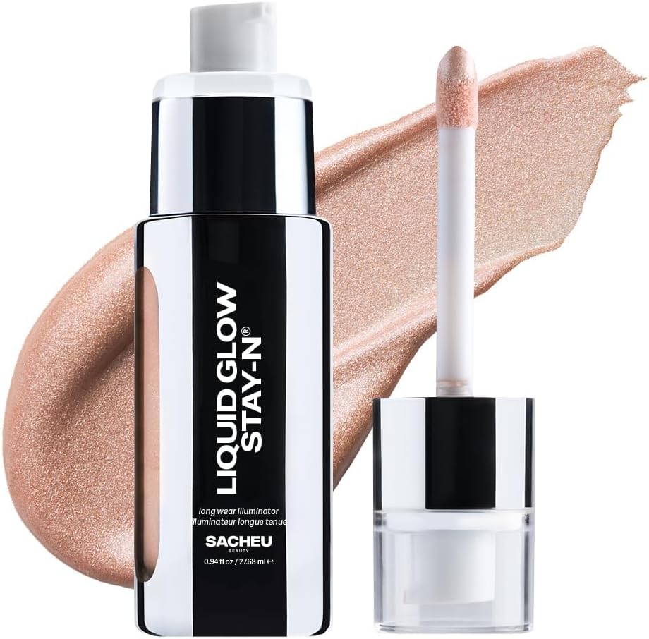 Sacheu Liquid Glow Stay-N Liquid Highlighter & Illuminator Makeup — 30Ml Long Lasting Luminous Glow Lightweight Dewy Finish, Sun Beam