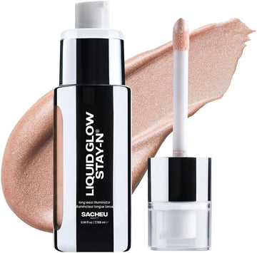 Sacheu Liquid Glow Stay-N Liquid Highlighter & Illuminator Makeup — 30Ml Long Lasting Luminous Glow Lightweight Dewy Finish, Sun Beam