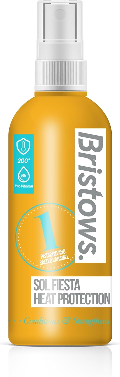 Bristows Heat Protection Sol Fiesta Spray, Sweet Notes Of Salted Caramel And Pistachio. Protects Up To 200 Degrees, Infused With Pro Vitamin B5, Heals & Protects Hair. 200Ml
