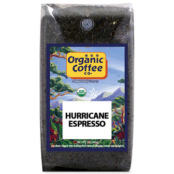 The Organic Coffee Co. Whole Bean Coffee - Hurricane Espresso Roast (2lb Bag), Medium Dark Roast, USDA Organic